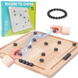Магнітні шахи (кульки) на дерев’яному полі